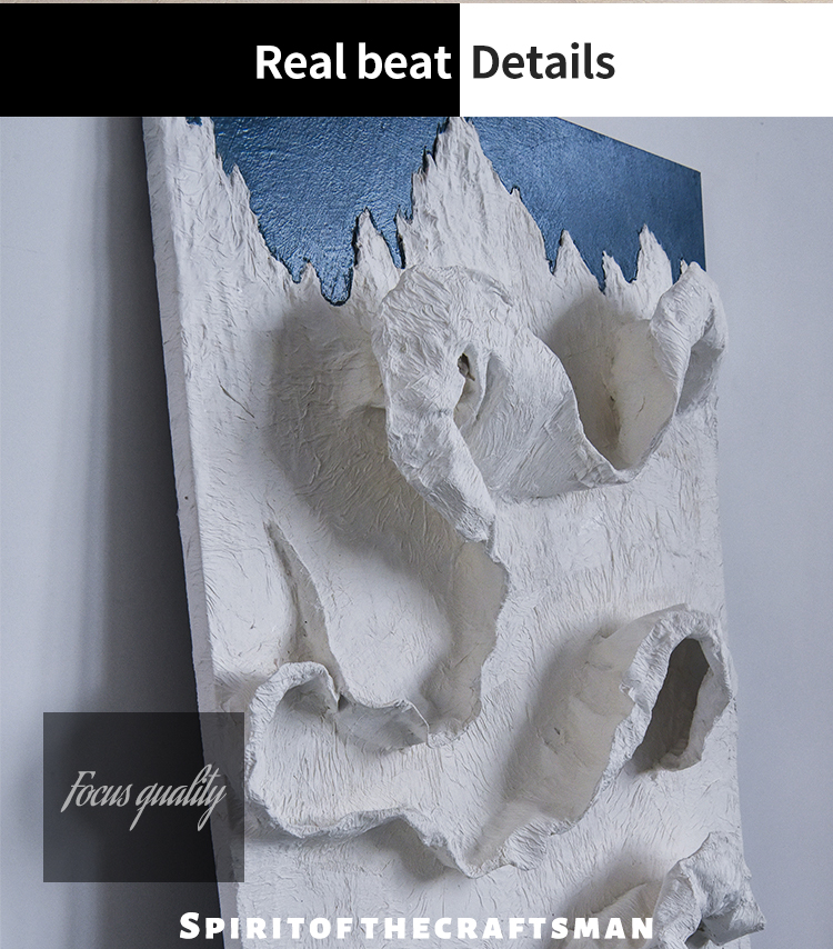 Living Room Wall Art Decor 3D Relief Painting Abstract Geometric Design 100cm Handmade