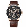 Buy cheap 3ATM Waterproof Mechanical Hollow Leather Quartz Watch With 44mm Dial from wholesalers