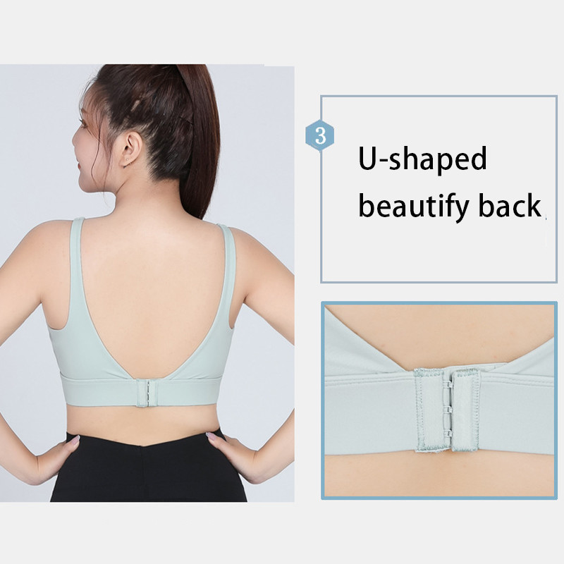 U Shaped 4XL Plus Size Sports Bra Full Cup One Piece Breathable Moisture Wicking