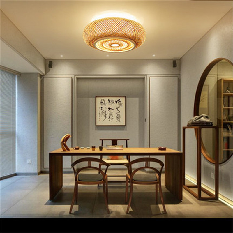 Hand-woven Bamboo Wicker Rattan Round Lantern Shade Ceiling Light(WH-WA-37)