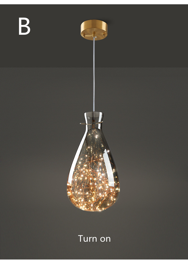 Decoration Glass Hanging Lamp for Dining Room Kitchen Bar LED Stars Glass Chandelier(WH-GP-175)