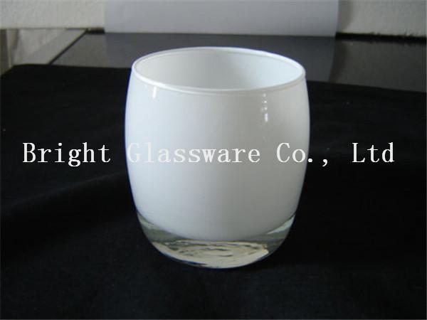 Buy cheap clear white blown glass candle holder for hotel decoration from wholesalers