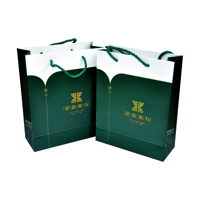 Customized Flat Handle Paper Bag , Spot UV Finishing Brown Paper Packaging Bags