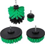 Nylon Scrubber Drill Attachment Cleaning Brush 4pc Set Green Medium Bristle