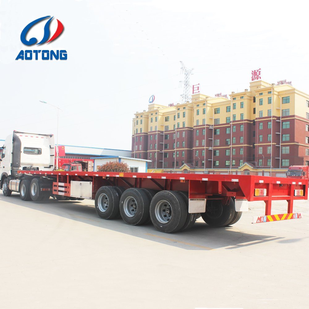 45ft 3 Axles Shipping Container Flat Bed Semi Trailer for Dual Container Transport