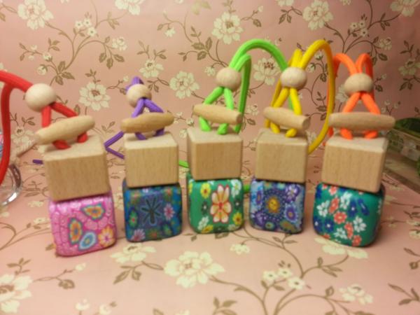 Buy cheap square perfume glass bottle with polymer clay,hanging car air freshener from wholesalers