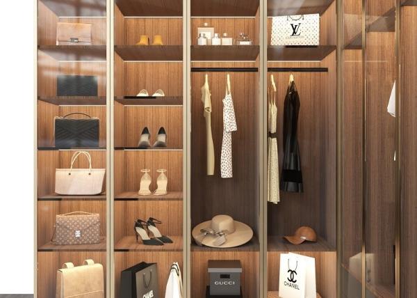 Buy cheap Single Sided Aluminum Profile Walk In Closet With Glass Doors Storage Systems from wholesalers