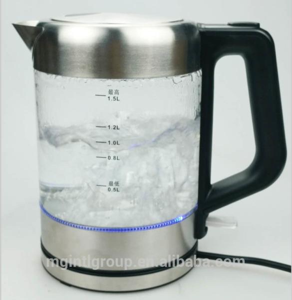 Buy cheap Fast Boiling Clear Glass Electric Kettle 1.5L Cordless Glass Electric Kettle from wholesalers