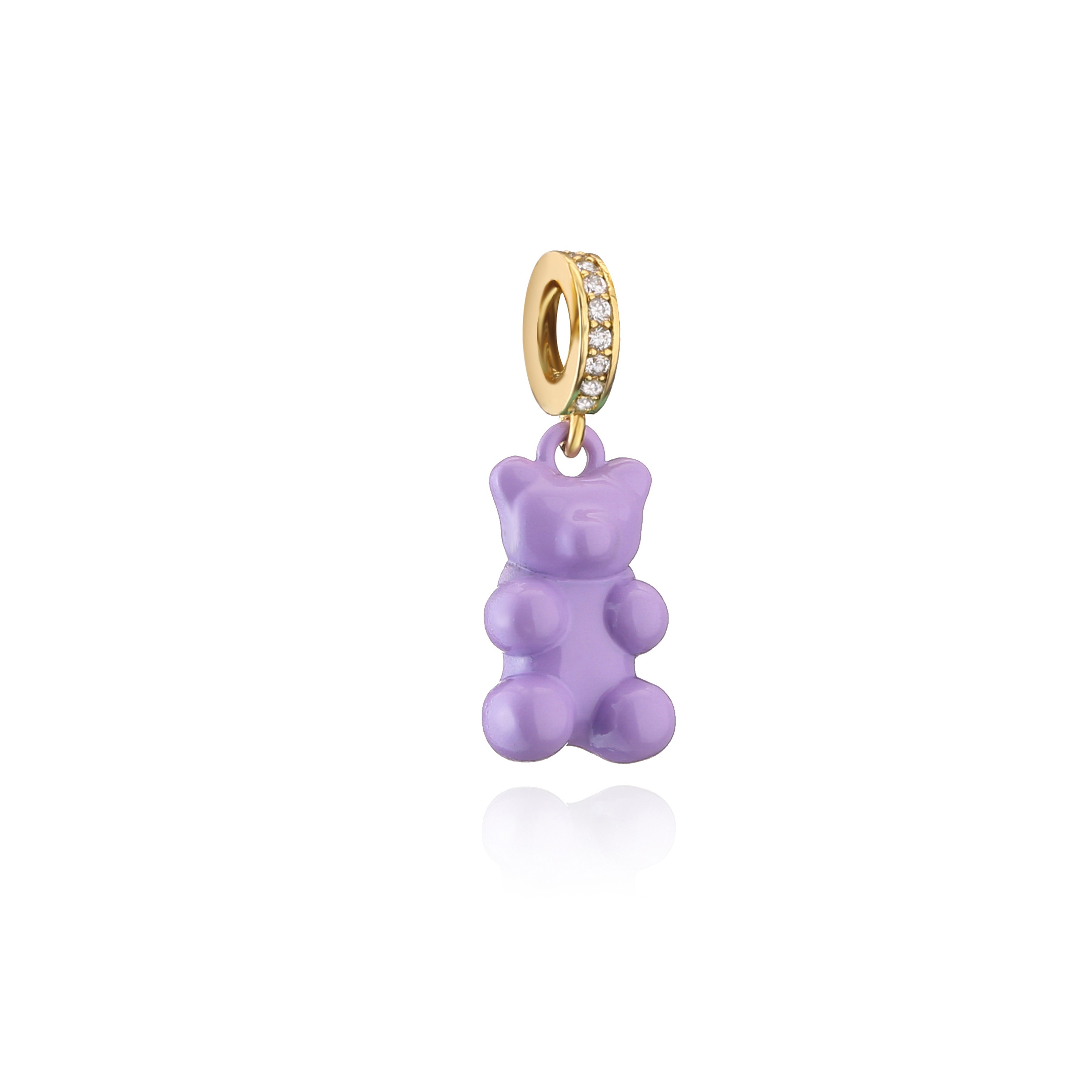 Custom Gold Plated Teddy Bear Pendant Necklace Lovely Artificial Cubic Zirconia