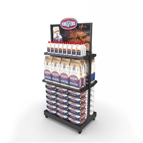Retail Store Metal Display Stands Floor Display Unit For Grilling Charcoal