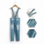 Light Blue Overall Dungaree Jeans Jumpsuit For Children Girl Anti - Pilling