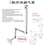 Red Or White 3 Joints Lab Fume Exhaust Hood Pp Body Ceiling Mounted