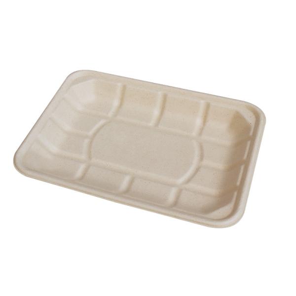 Disposable Paper Bagasse Food Dish , 8*6 Inch Square Plate For Take Away Fast