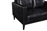 Simple Style 2 Seater Black Leather Sofa , Full Grain Leather Sofa For Apartment