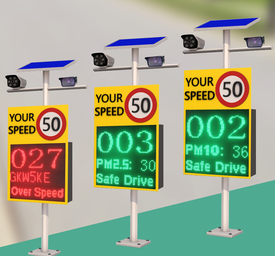 Phone APP Control VMS Display Solar Powered Radar Speed Signs With /- 2 Km/h Accuracy