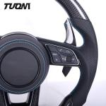 Black Perforated Leather Carbon Fiber Steering Wheel Audi RS3 S3 A3 A4 RS4