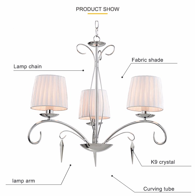 Turquoise led chandelier with lampshade for home lighting (WH-MI-16)