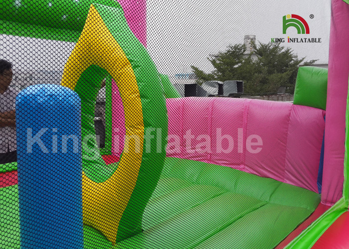 Durable PVC Pink Princess Inflatable Commercial Bounce Houses For Kids Outdoor Activites
