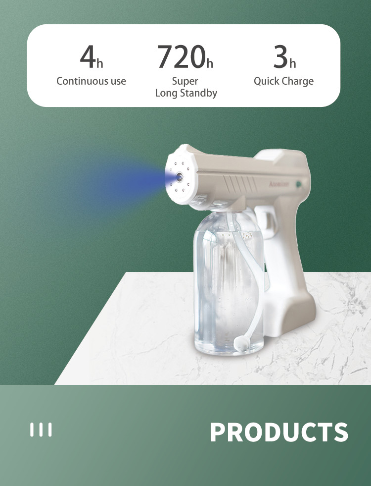 Nano Blue Light Disinfection Technology Disinfection Spray Gun With Large Capacity