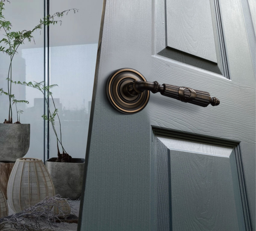 Amertop Door Handle Lever with Modern Contemporary Round Design for Home Bedroom or Bathroom Privacy