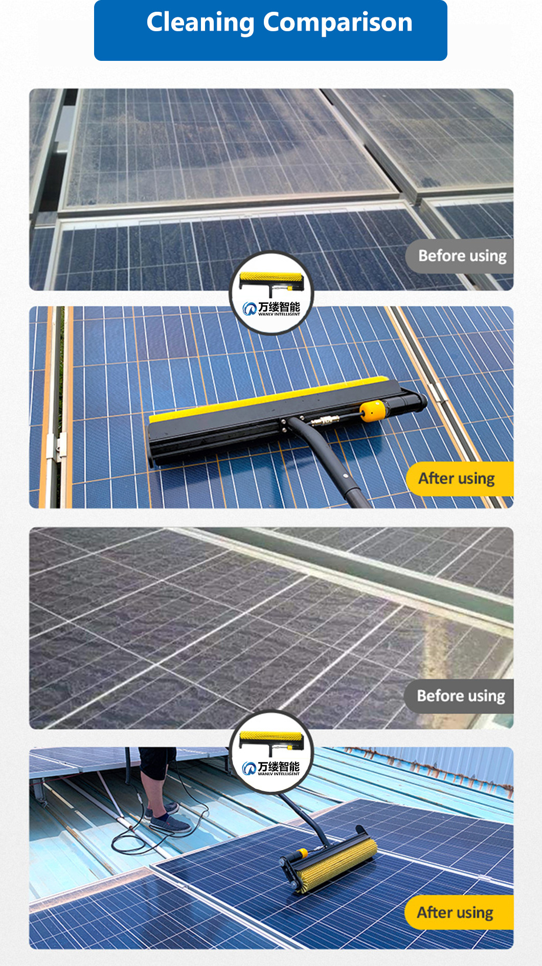High-Quality Water Powered Solar Panel Cleaning Brush Electric Rolling Brush for Solar Panel Cleaning Car Washing