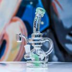 9" Smoke Water Pipe Recycler Double Body 14mm Male Bowl