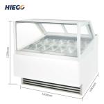 Upright Ice Cream Display Cabinet , Hard Curved Countertop Ice Cream Dipping