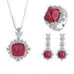 Weddig Engagement Jewelry Set Created Ruby Pendant Necklace Ring Earrings