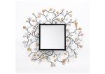 Square Metal Framed Elegant Floral Decorative Wall Art Mirror For Home