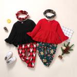 Red Winter Children'S Clothing Polyester Christmas Sweater Suit Long Sleeve