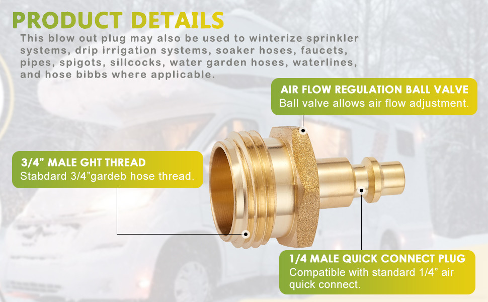 Lead Free Brass Blow Out 3/4NH-11.5 Male Used For Outdoor Pipes