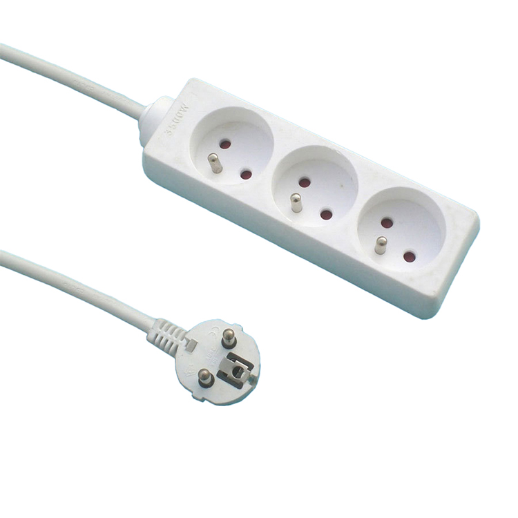 6 Way French Type French Power Strip with PP Flame Retardant Shell Extension Socket