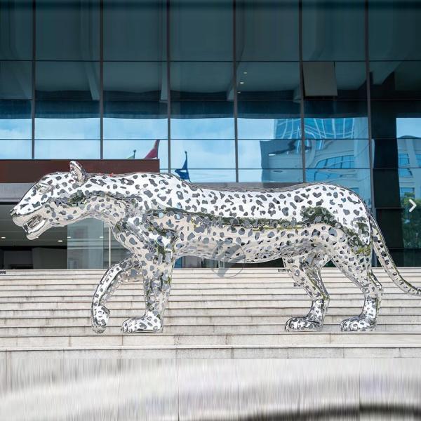 Buy cheap Outdoor Plaza Or Villa Decoration Stainless Steel Leopard Sculpture from wholesalers