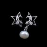 Buy cheap Round Freshwater Pearl Dangle Earrings / Simple Silver Pearl Stud Earrings from wholesalers