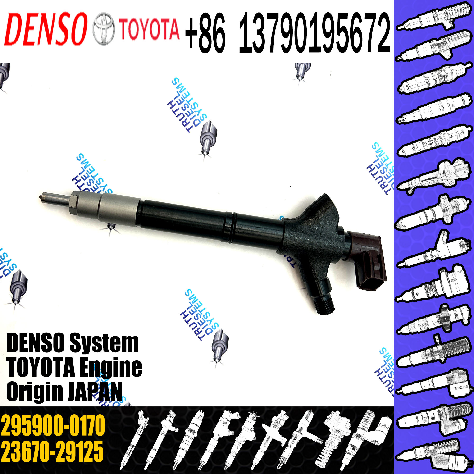 Injector 295900-0080 295900-0081 23670-29125 23670-0R090 295900-0170 for Toyota Auris Avensis Corolla Verso 2AD-FHV/FTV