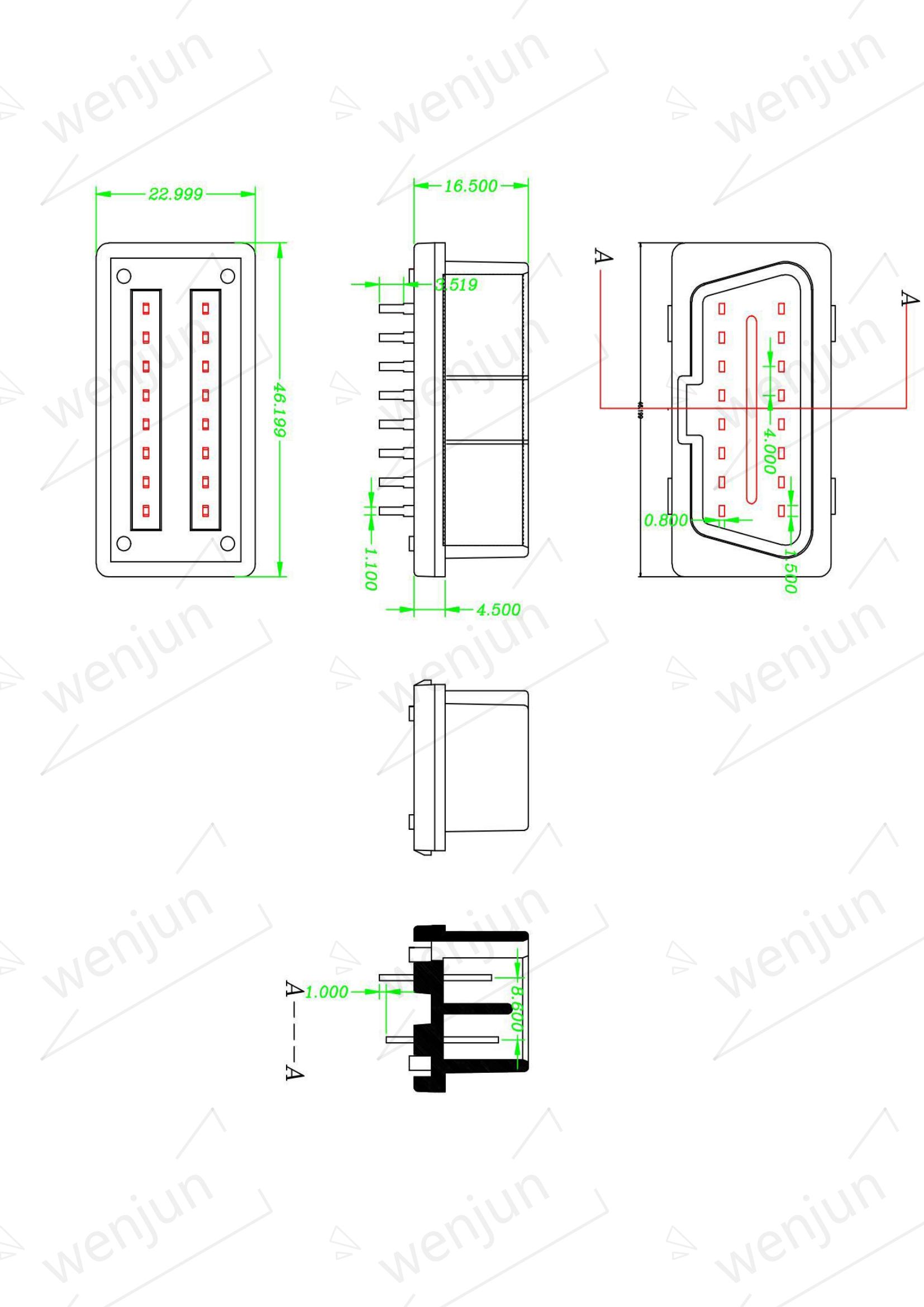White Male J1962 OBD Connector , Multipurpose OBD Plug In Car