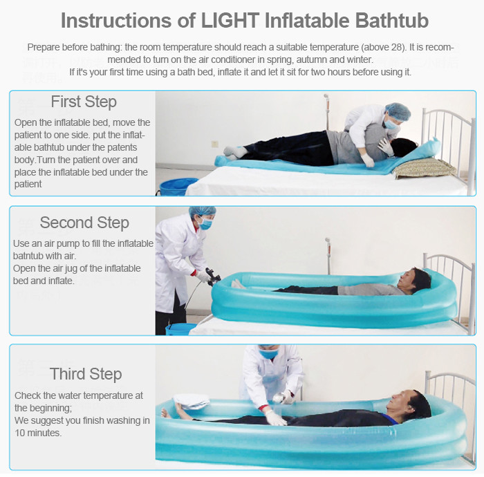 Eco Friendly PVC Medical Inflatable Bathtub Smart Heating Battery Charging