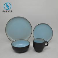Buy cheap Blue 4pcs Rustic Pottery Dinnerware Rustic Ceramic Plates Bowl And Cup product