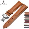 Buy cheap ALK Watchband Brand Genuine Leather Belt Deployant Buckle Band Butterfly Clasp Strap sized in 12 14 16 18 20 22 24mm from wholesalers