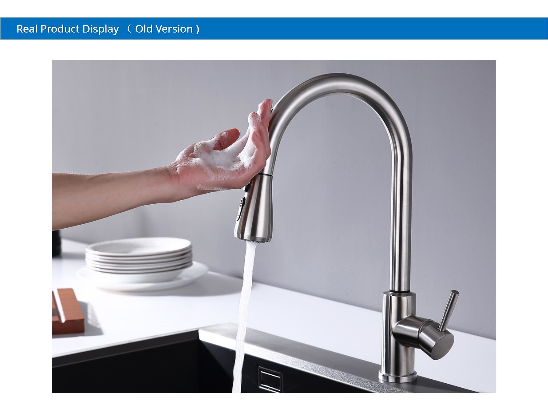 IPX5 Smart Kitchen Faucet Dual Function Spray Head Solid Stainless Steel Kitchen Taps