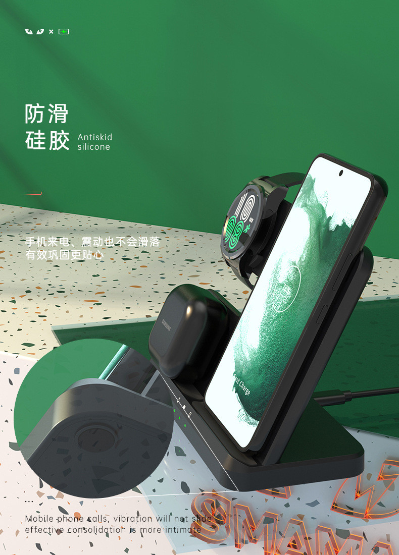 Foldable Flat Wireless Charger Indicator Light Fidget Spinner Light 5V/2.1A Input