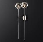Hexagonal Clear K9 Glass Wall Mounted Bedside Lamps Polished Nickel Finish