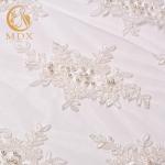 MDX Bridal White French Lace Fabric Beaded Embroidered 140cm Width