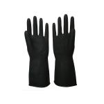 WaterProof Black Industrial Rubber Gloves 32 Cm Unflocked Lining Chemical