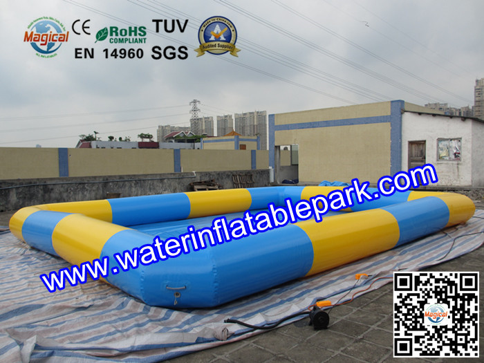 Blue Inflatable Floating Connection / Lake Floating Inflatable Water Park Game