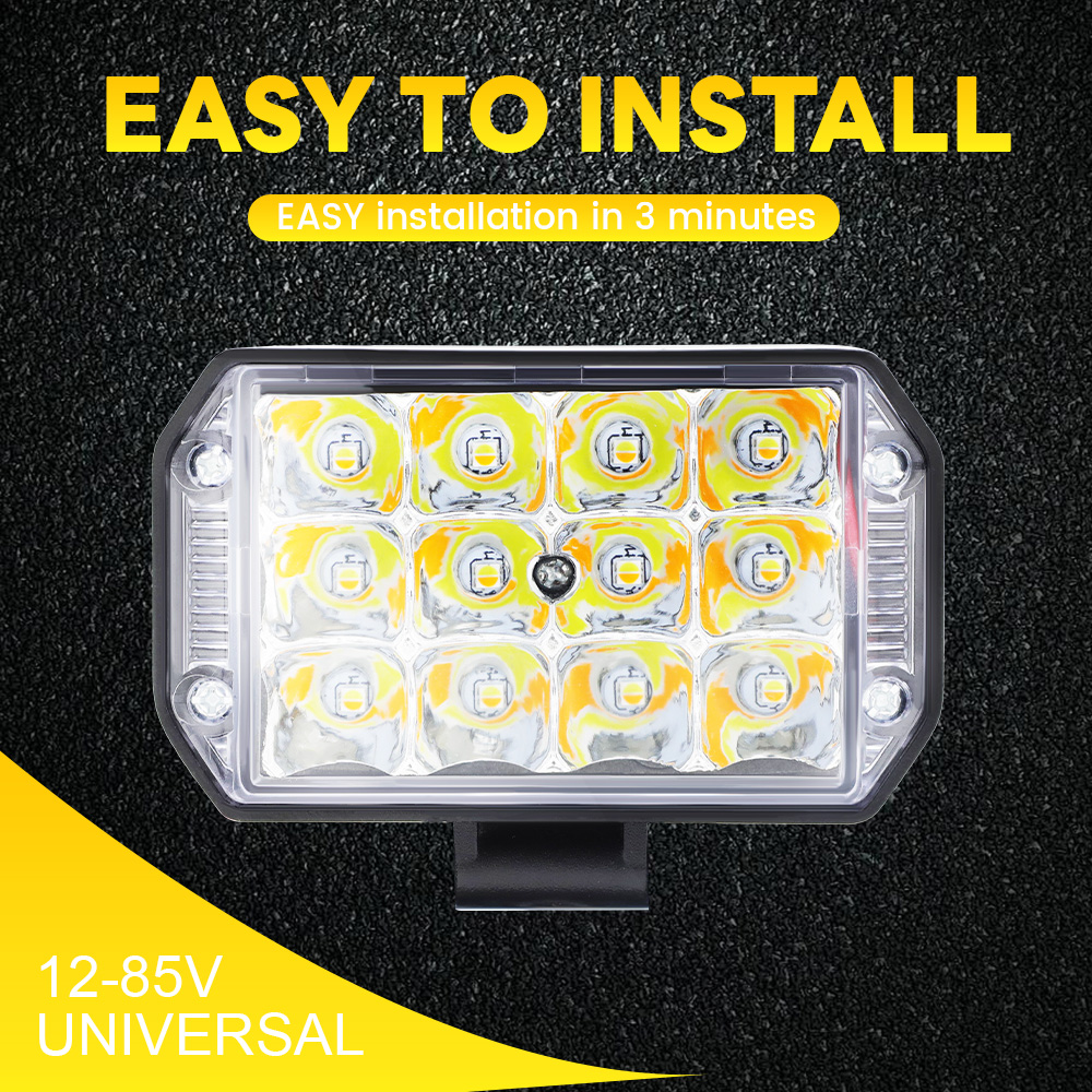 12 Beam 4 Inch White Yellow Flash LED Light For Motorcycle Accessories