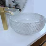 Clear Glass Vessel Basins Crystal Round Artistic 10 Inch Vessel Sink Countertop