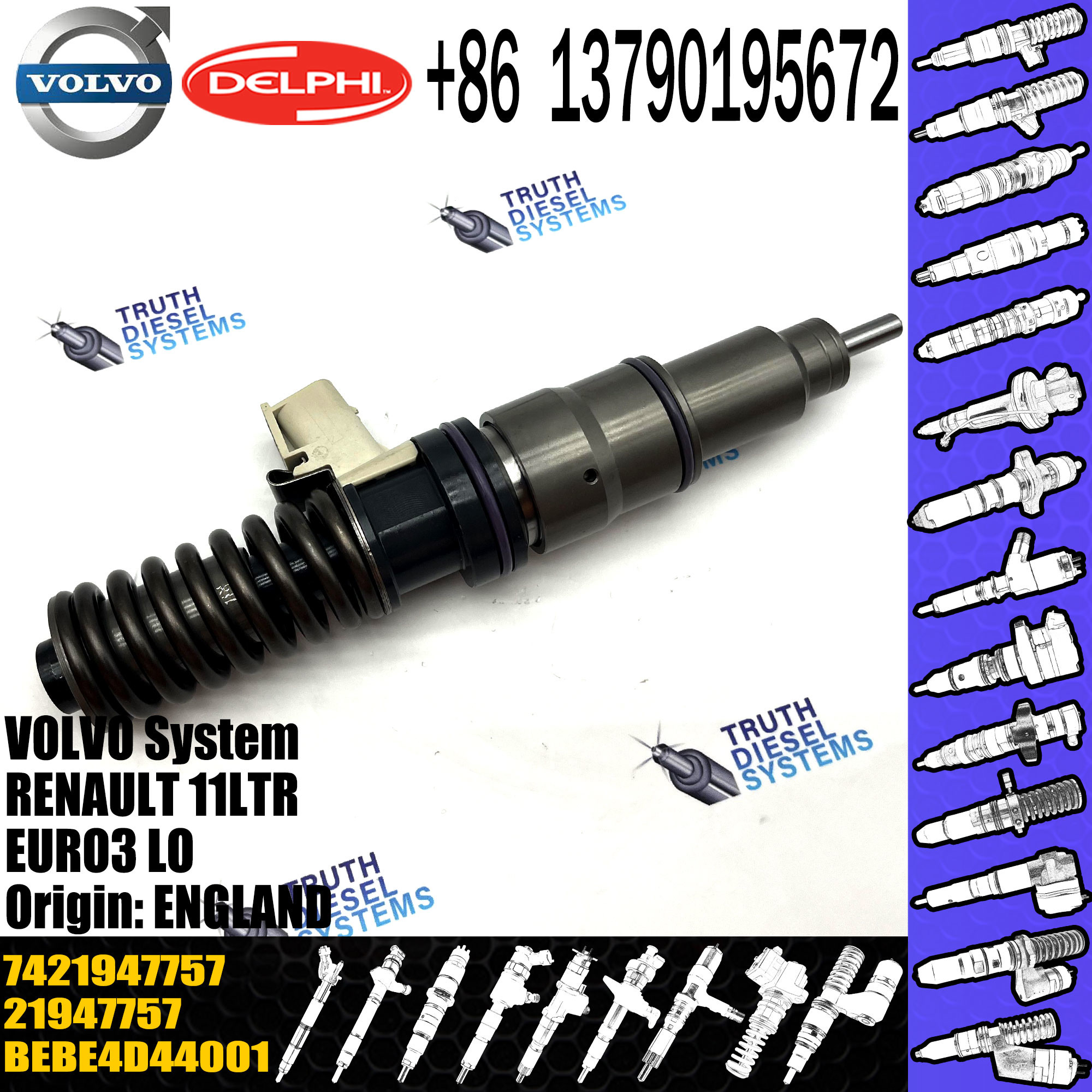High Quality Diesel Fuel Injector 21947757 7421947757 BEBE4D44001 For 11LTR EURO3 LO