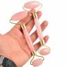 Buy cheap Curved Handle Double rose quartz Facial Jade Roller from wholesalers