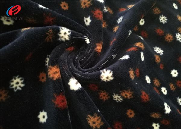 Printed Flower Polyester Spandex Material Velvet / Velour Fabric For Baby